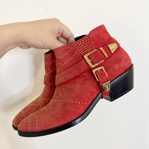 Anine Bing Bianca studded red Ankle Boots